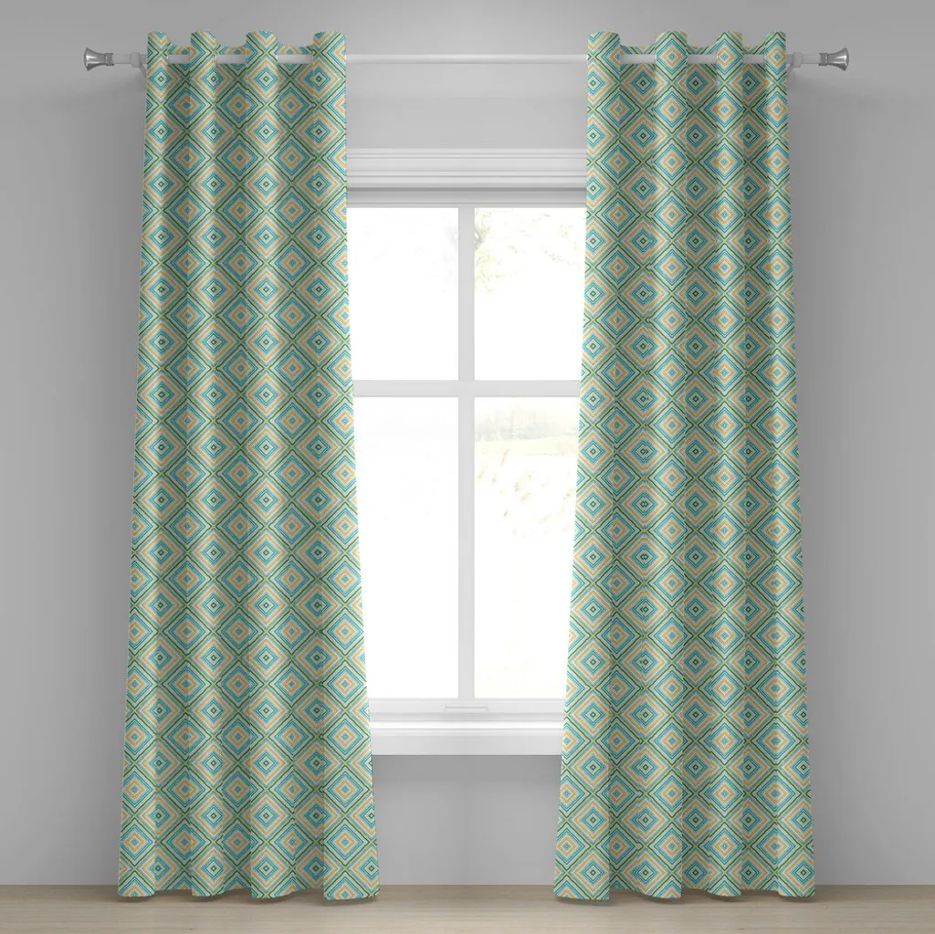 Paire de Rideaux décoratifs à œillets pour Salon Motif Géométrique 280x245