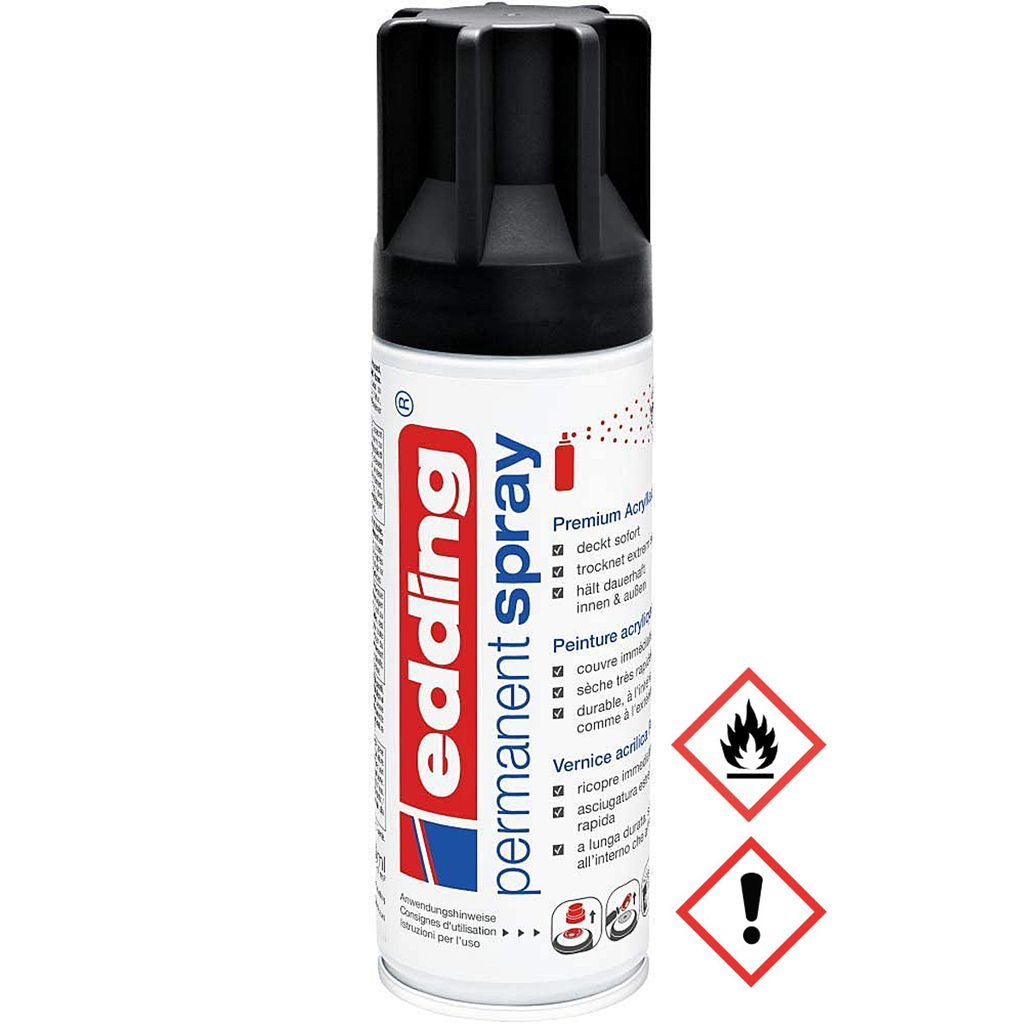 Edding Permanent Spray Premium Acryllack in tiefschwarz glänzend 200ml
