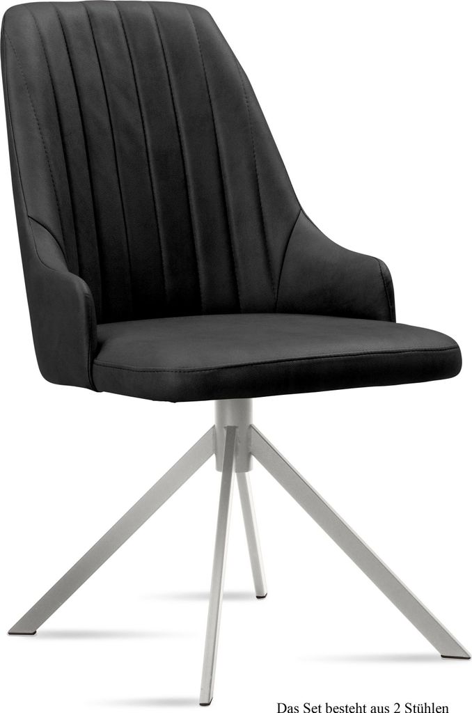Esszimmerstuhl (2er-Set) Dorrit 52x91x60 Edelstahl/Anthrazit