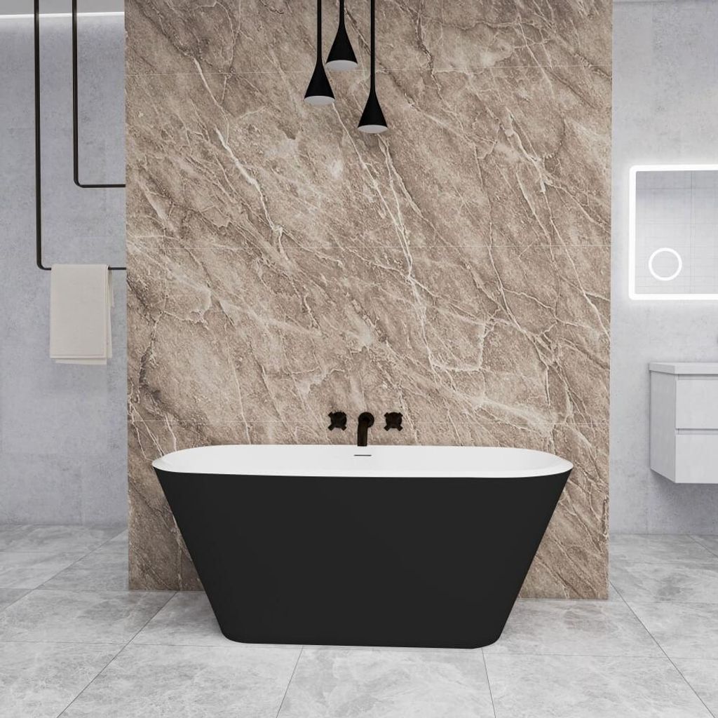 160x73x60cm Innenweiß und Außen Schwarz Badewanne