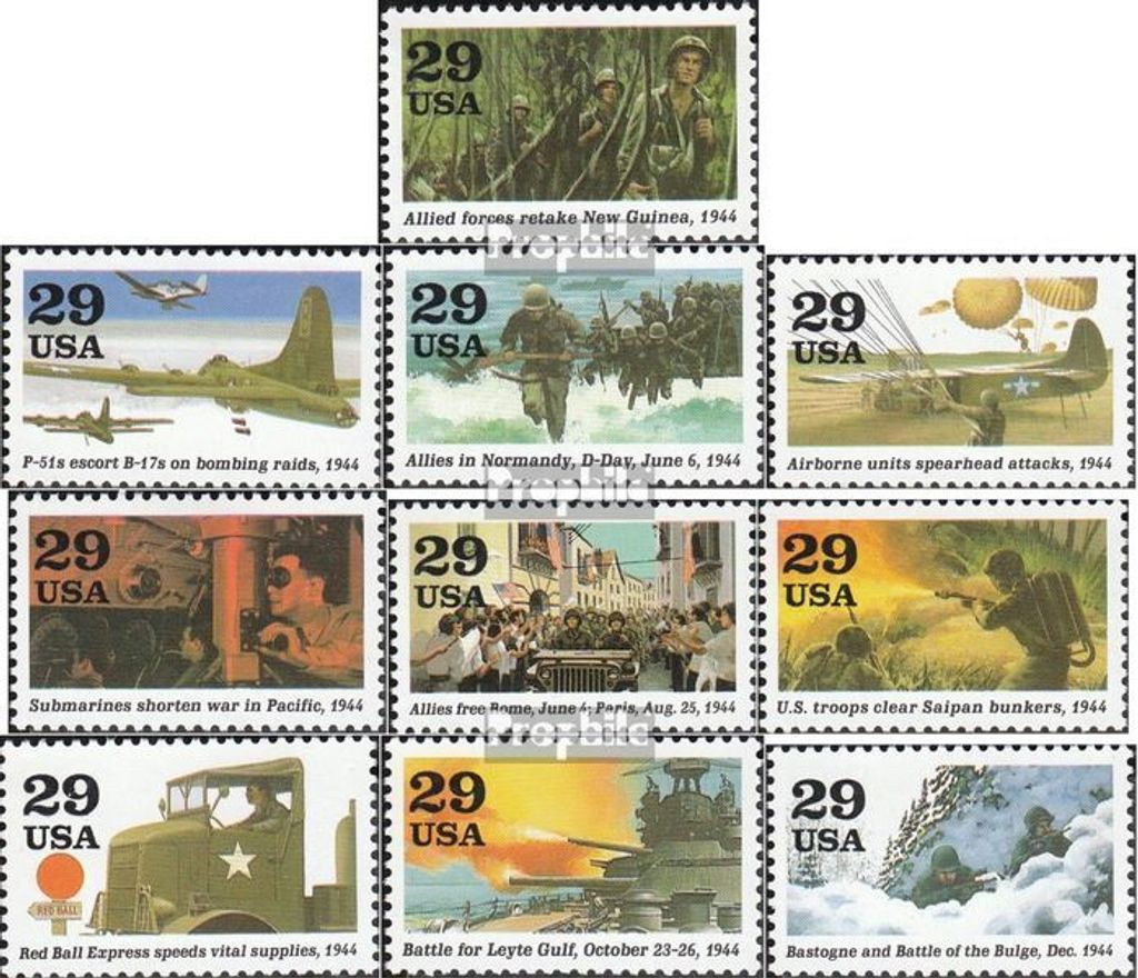 Briefmarken USA 1994 Mi 2460-2469 (kompl.Ausg.) postfrisch Zweiter Weltkrieg