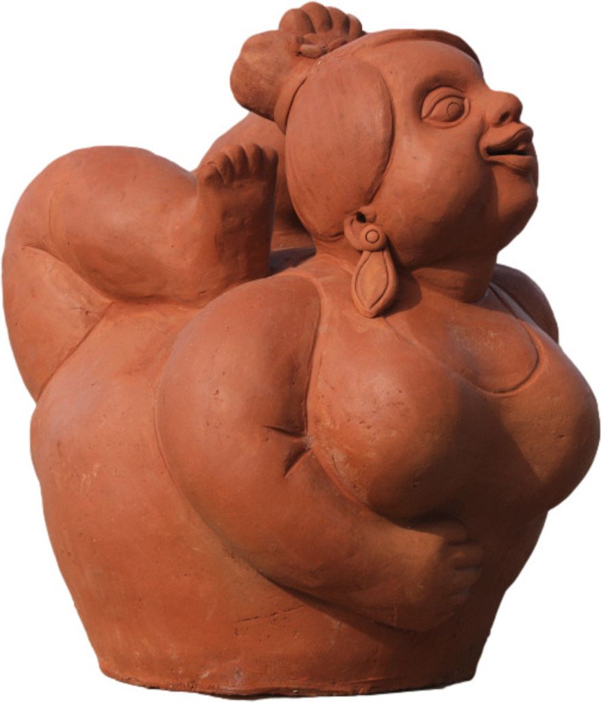 Schöne Yoga Frau aus Terracotta perfekt für den Garten die Terrasse oder den Vorgarten ist Witterungsbeständig und Neu 53cm H, KA-MY-HYC-4