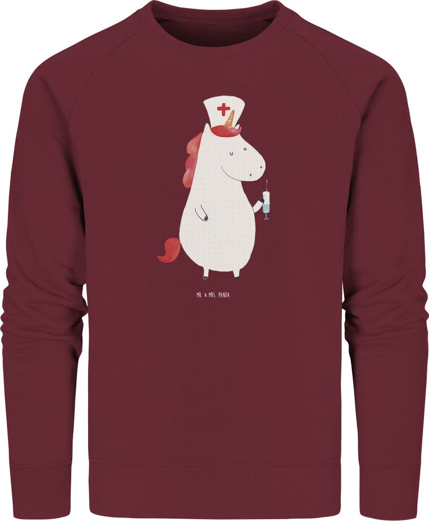 Mr. & Mrs. Panda Bio Pullover Einhorn Krankenschwester Größe L - Burgundy - Geschenk, Krankenpfleger, Pulli, Krankenhaus, Unicorn, Sweater, Sweat...