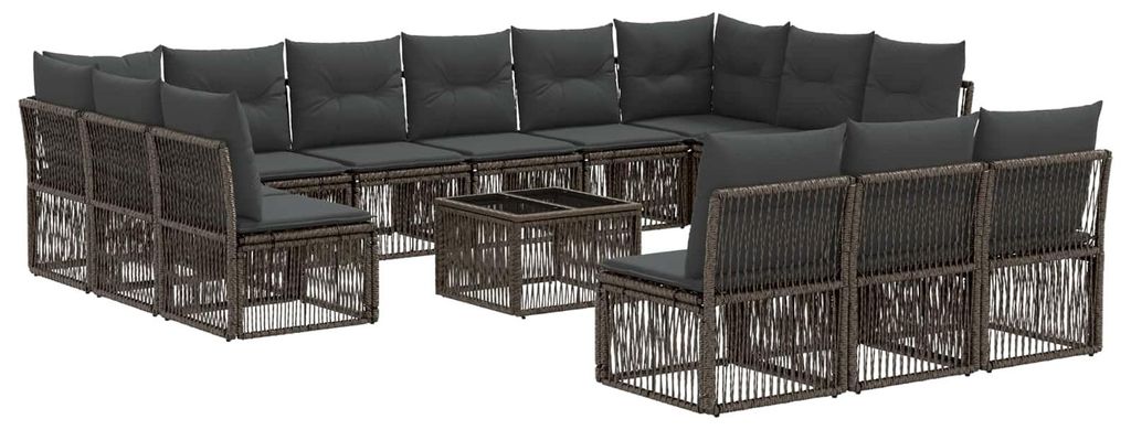 vidaXL Gartensofa-set 14 pcs Grau Poly-Rattan