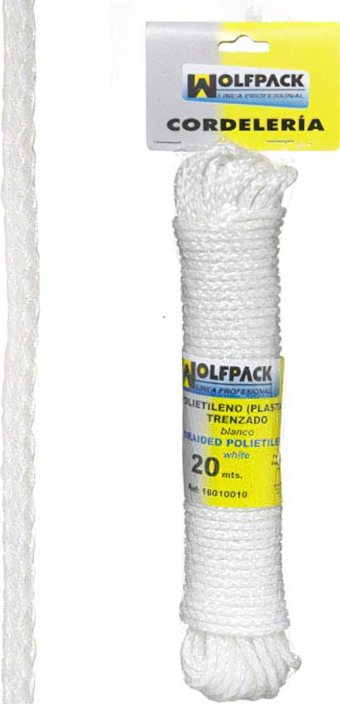 Weiße, geflochtene Plastikschnur (Knäuel 20 m)