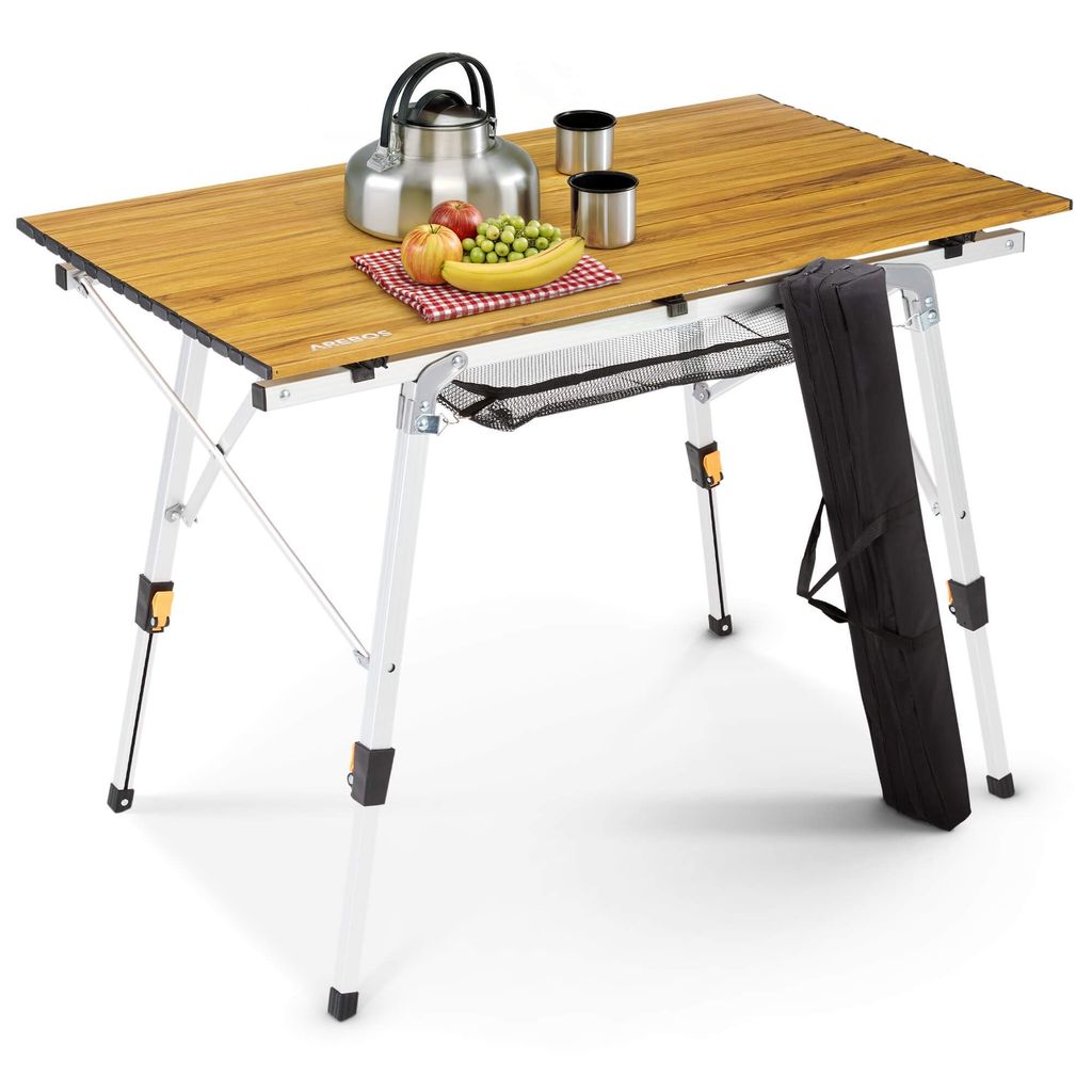 AREBOS Campingtisch faltbar 90x51,5 cm | Höhenverstellbar Produktbild 