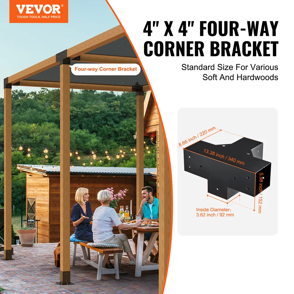 Kit de Fixation Pergola pour Poutre Bois : Support d'Angle 90° Acier Robuste