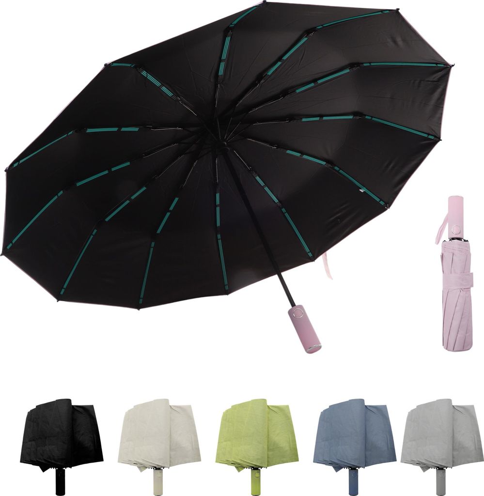 Automatischer Regenschirm, zusammenklappbarer Kompaktregenschirm für Reisen, Pink