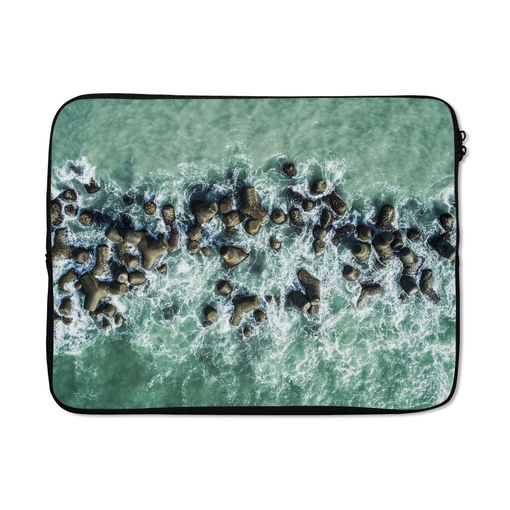 MuchoWow Laptop Hülle 17 Zoll Laptoptasche Abstrakter Wellenbrecher - Zipper - Schutzabdeckung