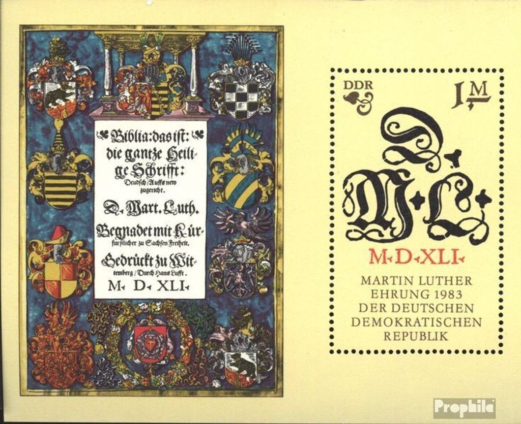Briefmarken DDR 1983 Mi Block73 (kompl.Ausgabe) Ersttagssonderstempel gestempelt 500.Geburtstag von Luther (II) / Bl.73