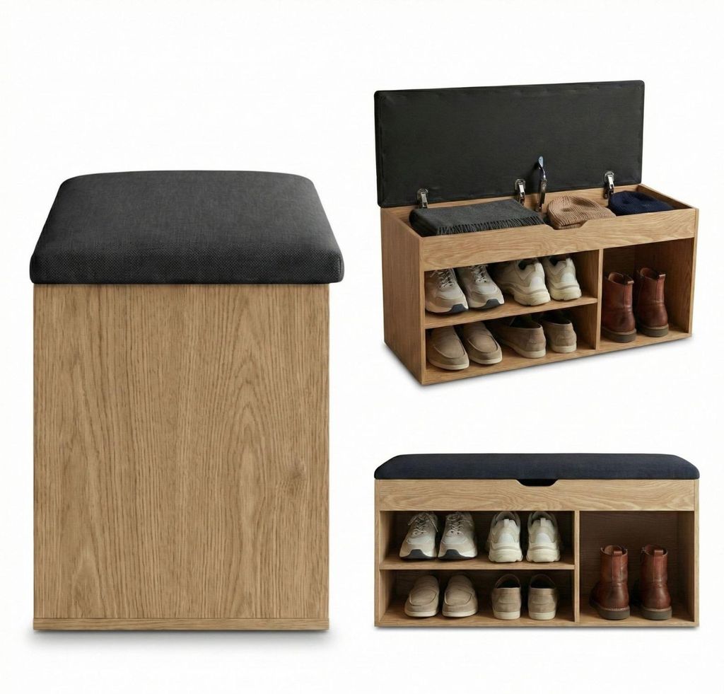 Botník se sedákem TRIA, 80 x 43 x 30 cm - hnědý Obrázek produktu 
