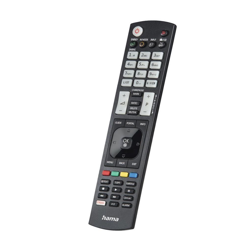 A black Hama universal remote control is shown against a white background.