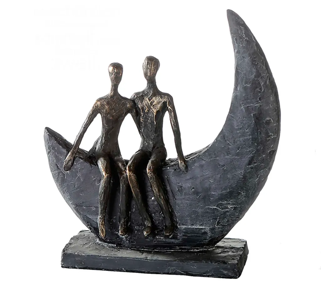 Sublimez votre Salon avec la Sculpture Couple Moon Bronze Design 23cm