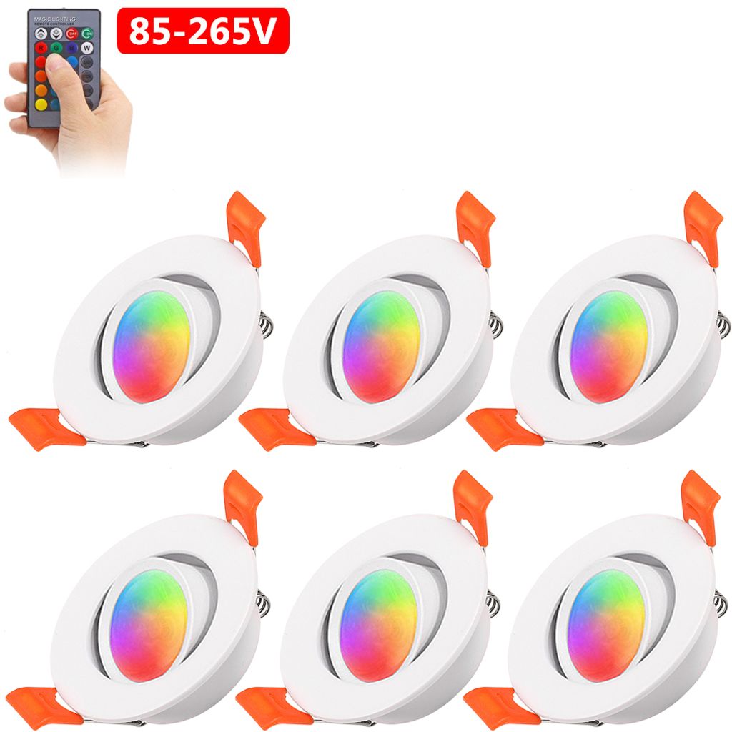 6pc 3w Led Einbaustrahler 230v Led Spots Deckenleuchte Flach Deckenspots RGB Dimmbar Badezimmer Decke Scheinwerfer Einbauleuchten Decken Led Strahler