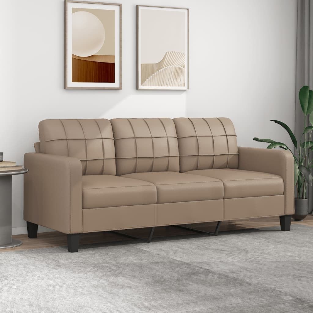 ZMH 3-Sitzer-Sofa Cappuccino-Braun 180 cm Kunstleder