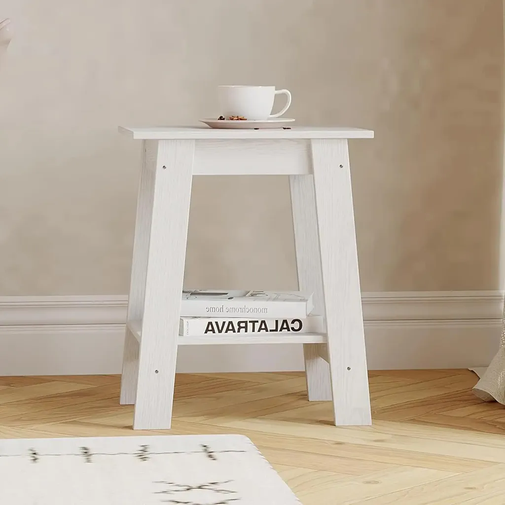 Petite table d'appoint 2 niveaux peu encombrante style moderne bois