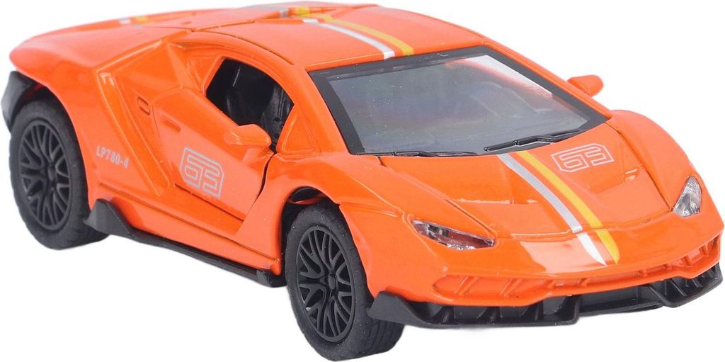 1:32 Modellauto aus Legierung, langlebig, lebendig, zurückziehbar, Metall, Sport, mit Licht und Ton, für Jungen ab 3 Jahren, Orange