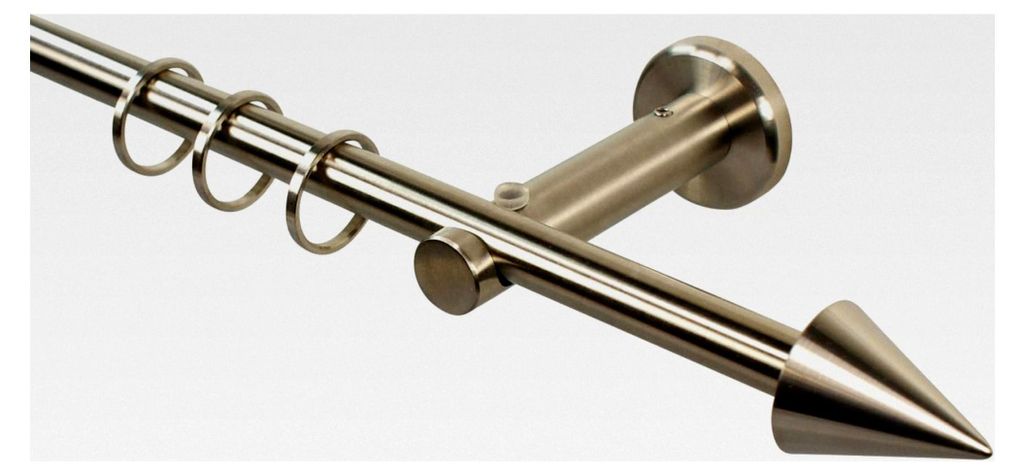 Gardinenstange aus Edelstahl 12 mm zur Wandmontage mit Kegel-Endstück, 180 cm