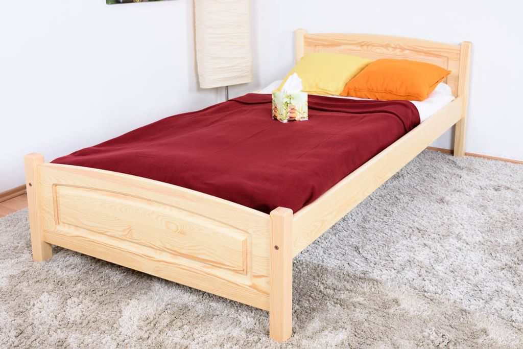 Einzelbett / Gästebett Kiefer massiv Vollholz natur 80, inkl. Lattenrost - 100 x 200 cm (B x L)