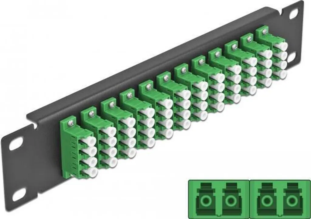 Delock Patch Panel 10 pouces 12 ports LC Quad vert 1U noir 43350