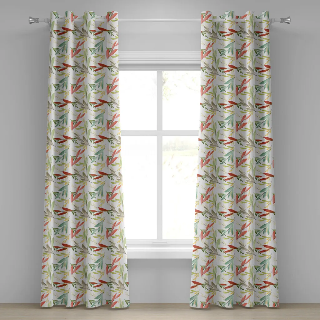 Rideaux Décoratifs 2 Panneaux Style Rétro Floral 280 x 245 cm Multicolore