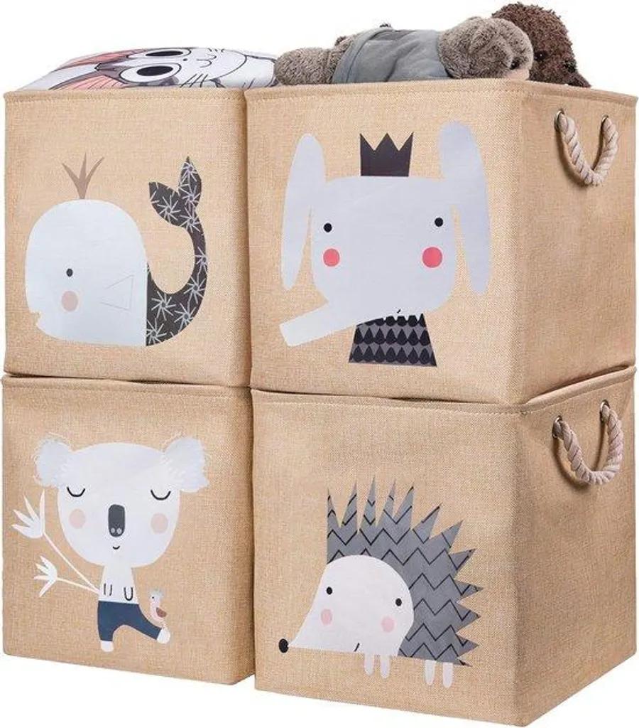 Bacs de Rangement Robustes et Pliables de 33cm, Lot de 4 Coloris Naturel
