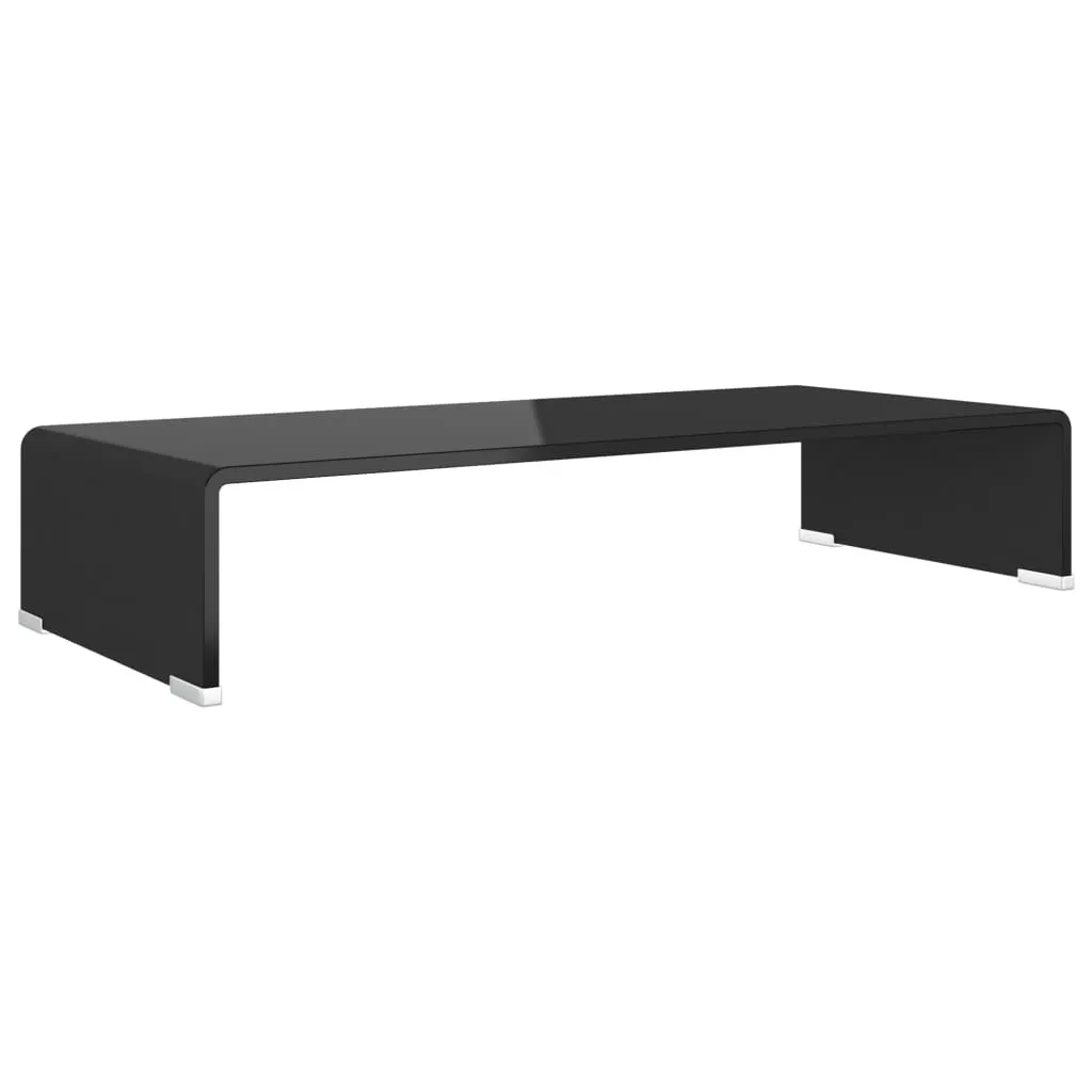 Rialzo TV Monitor Vetro Nero 70x30x13 cm - Più Spazio e Ordine in Casa