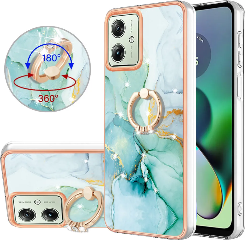 Cover Motorola Moto G54 Marmo Luxury | Custodia TPU con Ring Holder