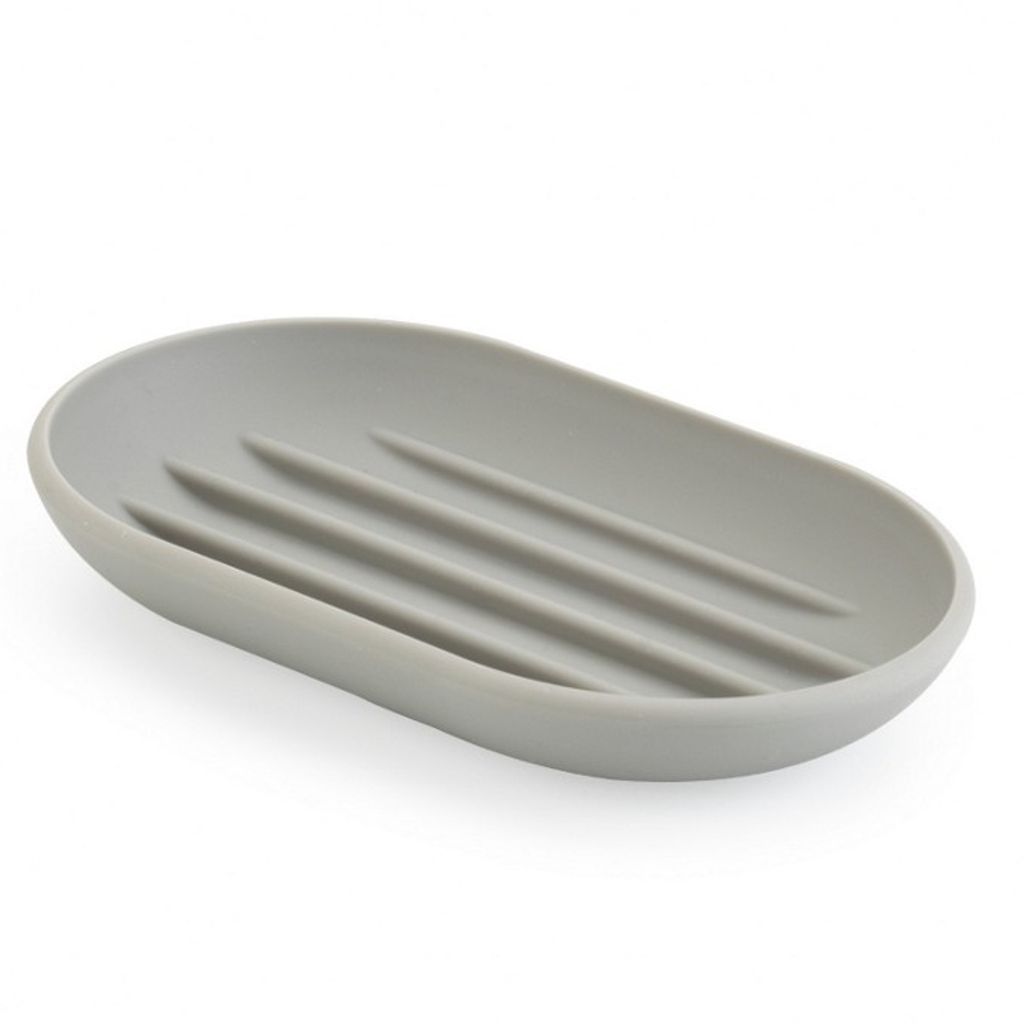 Umbra Bath Touch Seifenschale, Seifenbehälter, Seifenablage, Seifenschälchen, Soft Touch Kunststoff, Grau, 023272918