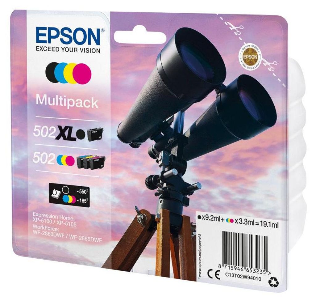 Paquete de tintas EPSON Multipack de 4 colores, 502 XL,  Imagen del producto 