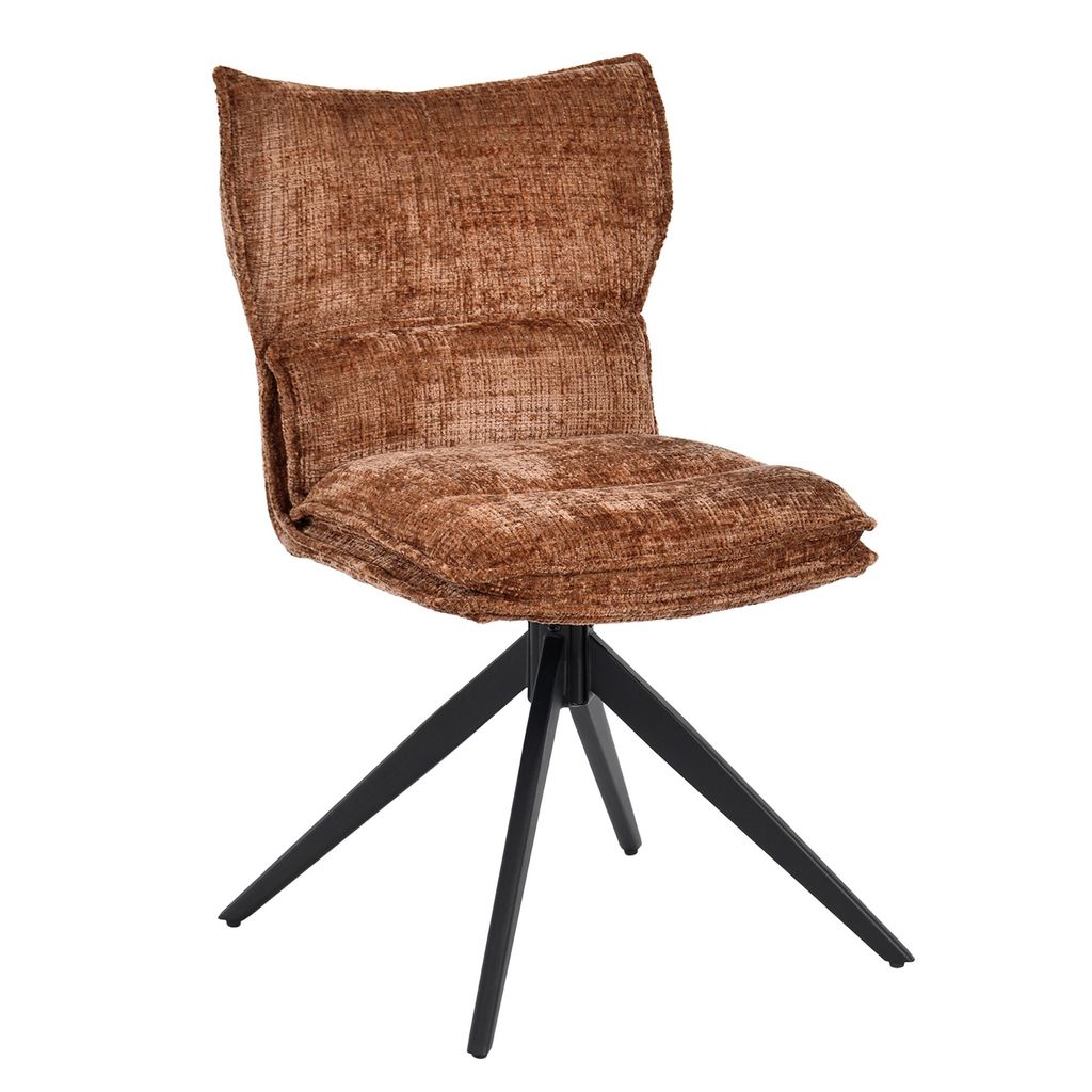 Duhome Esszimmerstuhl aus Chenille 360° Drehbar Stuhl mit Automatische Rückstellfunktion Polsterstuhl für Esszimmer Küche Wohnzimmer, Orange