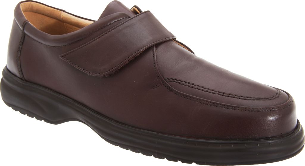 Roamers Herren Superlite Lederschuhe / Schuhe mit Klettverschluss, breite Passform DF119 (47 EU) (Braun)