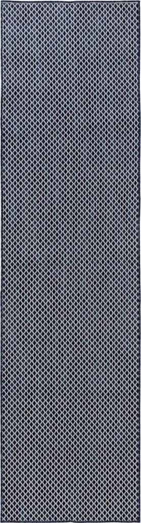 benuta In- & Outdoor Teppich Lou Blau 80x300 cm Teppich Wohnzimmer Outdoorteppich Läufer Muster Modern Kurzflor Skandinavisch