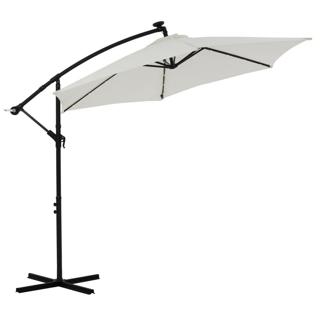 OFFERTA Ombrellone 3,5M LED Solare Beige - Giardino e Terrazzo - 10