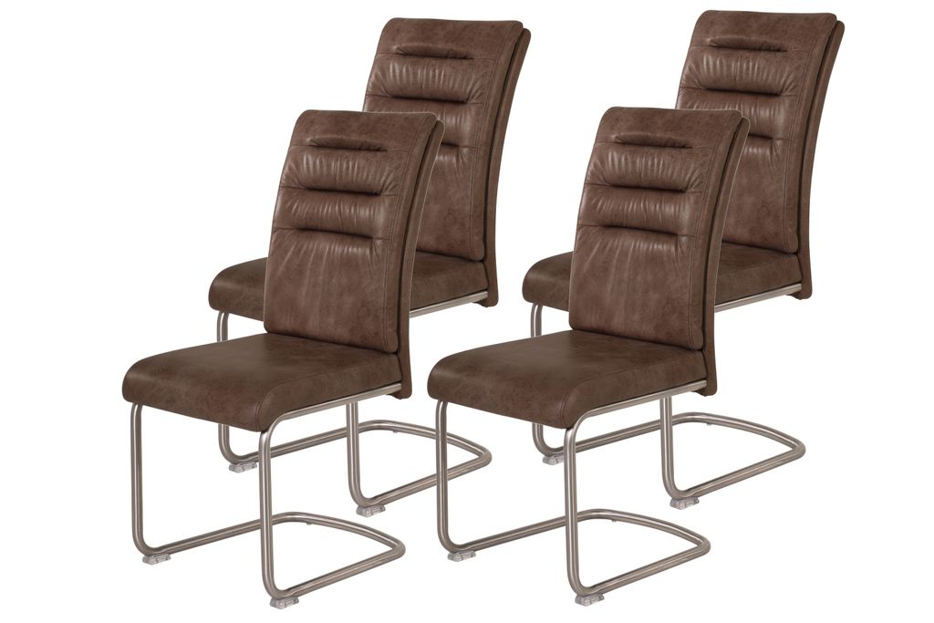 Hela Tische, 4er Set Freischwinger Stuhl PAULA - Mikrofaser Produktbild 