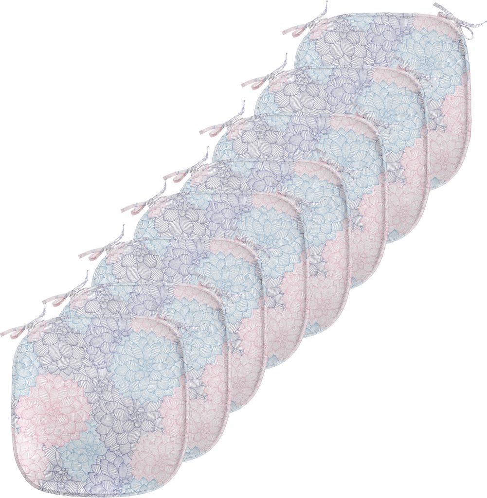 ABAKUHAUS Dahlie Polster für Esszimmerstühle, Hand gezeichnet Pale Blooms, Dekoratives wasserfestes Kissen mit Riemen für Küchensitze, 40 cm x ...