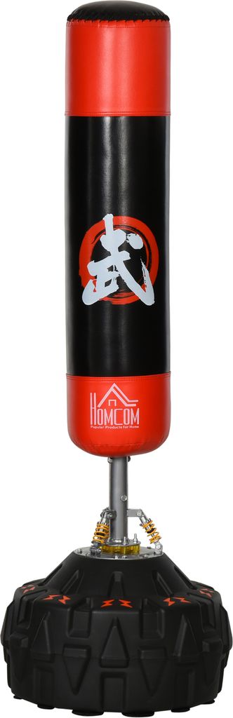 HOMCOM Standboxsack Erwachsene Freistehender Boxtrainingsgerät Boxpartner Boxassistent Training mit Saugfuß Schwarz+Rot 60x60x180 cm