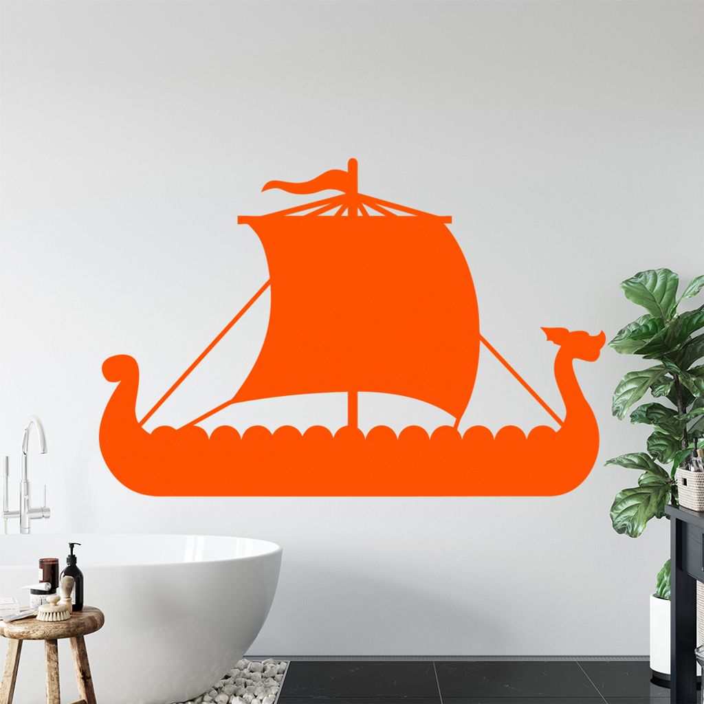 Wikinger Schiff Drachenboot Wandtattoo Wandaufkleber Wall Sticker - Dekoration, Küche, Wohnzimmer, Schlafzimmer, Badezimmer