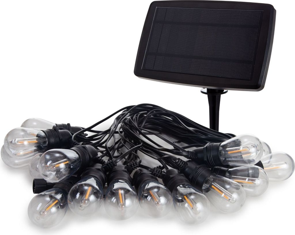 Vellight Solar Lichterkette 15m mit 15 warmweißen LED Lampen, Außen Lichterkette solar,