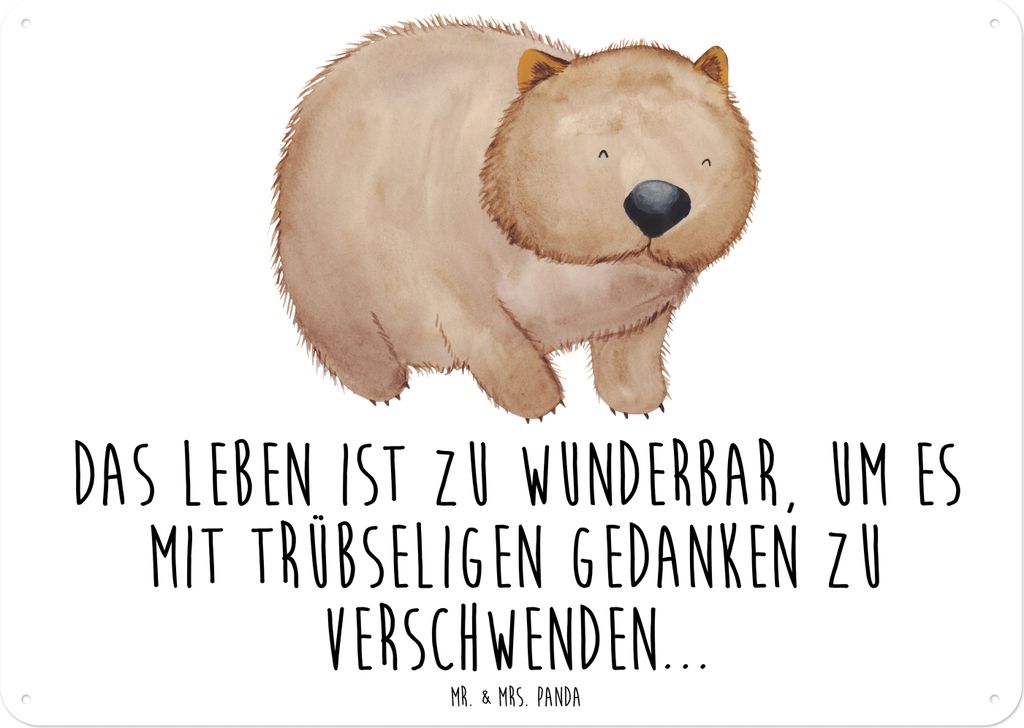 Mr. & Mrs. Panda tafel Wombat DIN A6 - Weiß - Geschenk, Metallbild, Das Leben Ist schön, wandtafel, Schild, Lustige Sprüche, Motivation, Spruch,...
