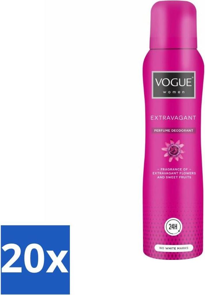 Vogue Women - Extravagant - Parfüm Deodorant - 150 ml - Vorteilspack - 20 Stücke