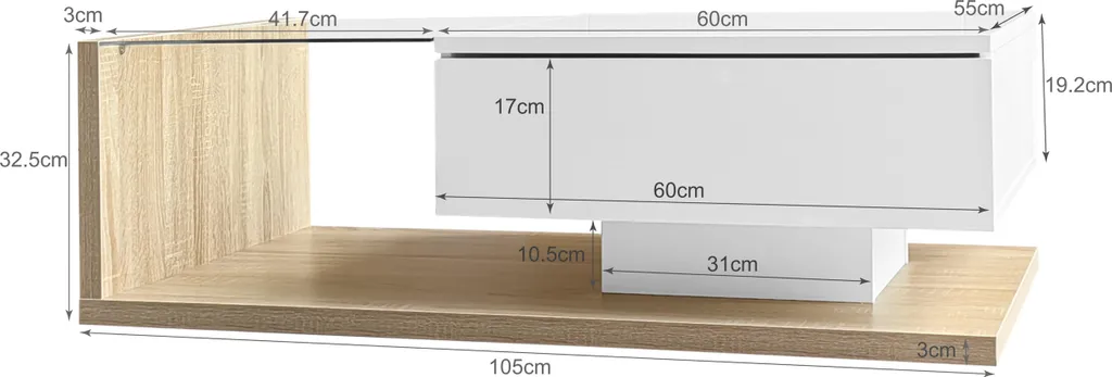 Table Basse Moderne pour Soirée Cinéma avec Éclairage LED et Tiroir - 5