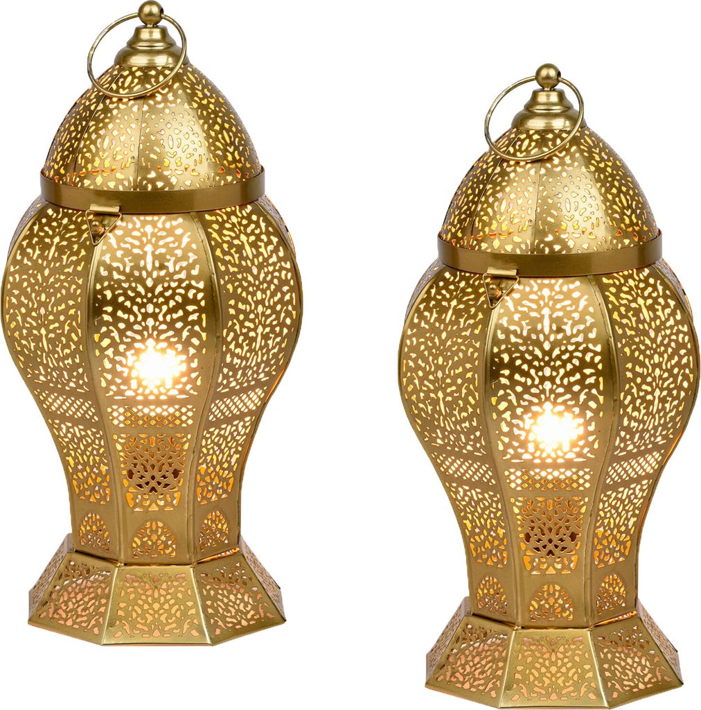 Marrakesch 2er Set Orientalische Deko Tischlampe Nachttischlampe 40cm groß | Boho Tischleuchte Lampe im Wohnzimmer Schlafzimmer & Kinderzimmer | T...