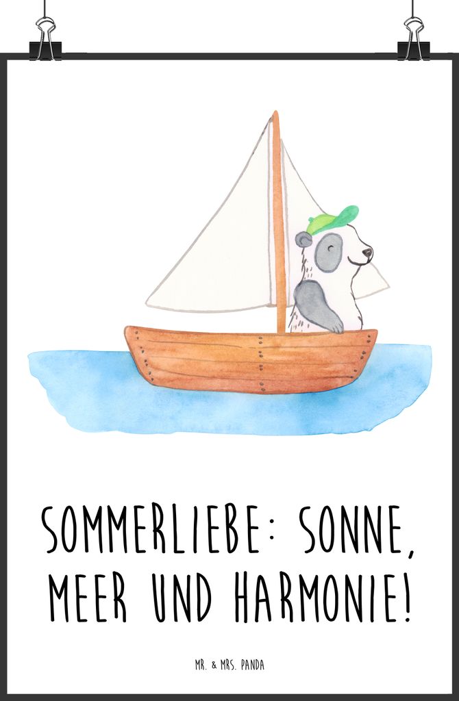 Mr. & Mrs. Panda Bild Sommerliebe DIN A1 - Weiß - Geschenk, Kunstdruck, Sommergefühle, Lebensfreude, Paradies, Summer Feelings, Farben, drucke, W...