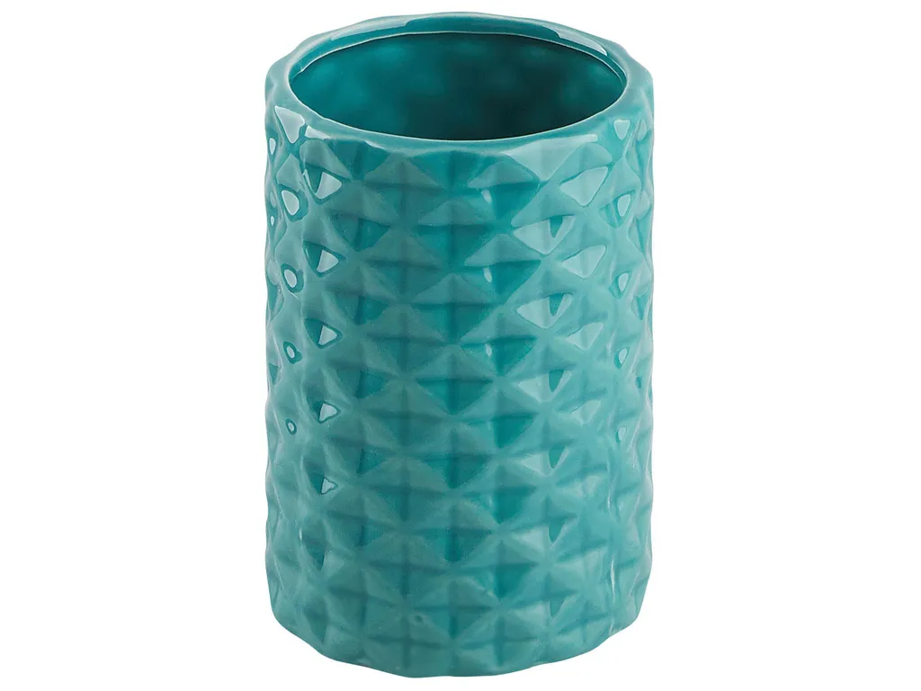 Beliani Ensemble Accessoires Salle de Bain Turquoise - Set de 3 Pièces - 6