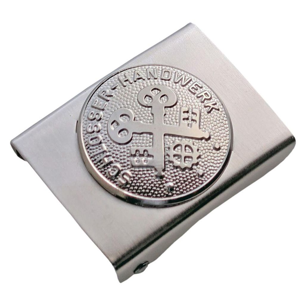 Koppelschloss Schlosser Handwerk und Zunft – silbern - für Lehrling oder Azubi - für 4,5 cm breite Koppelgürtel