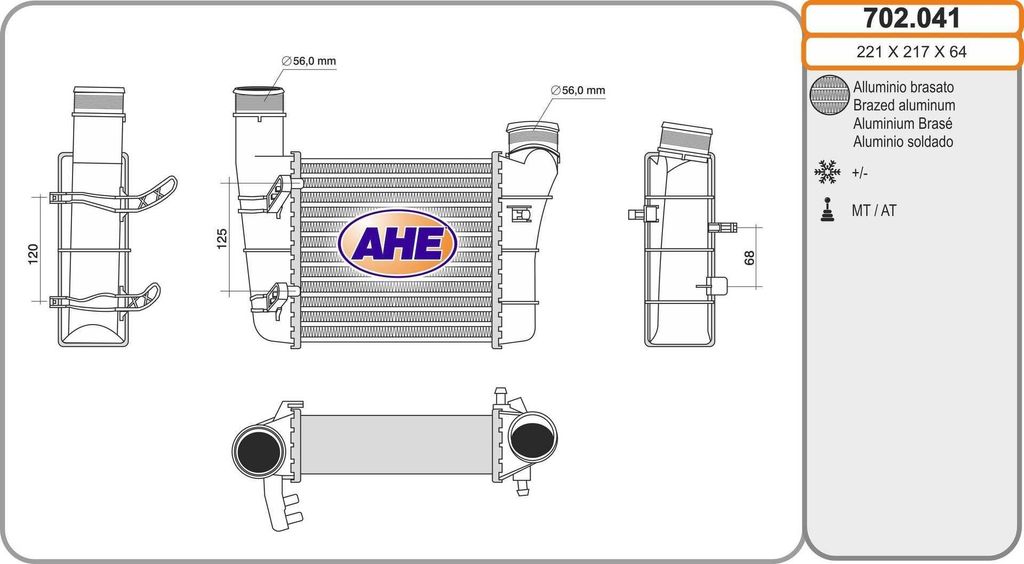 AHE 702.041 Ladeluftkühler LLK für AUDI A4 Avant (8ED, B7) Turbo Intercooler