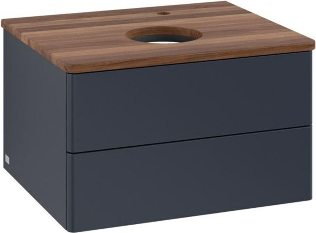 V&B Waschtischunterschrank ohne Frontstruktur -Beleuchtung Antao 60x36x50cm, HL, WBP w. wal, md bl. m Lac