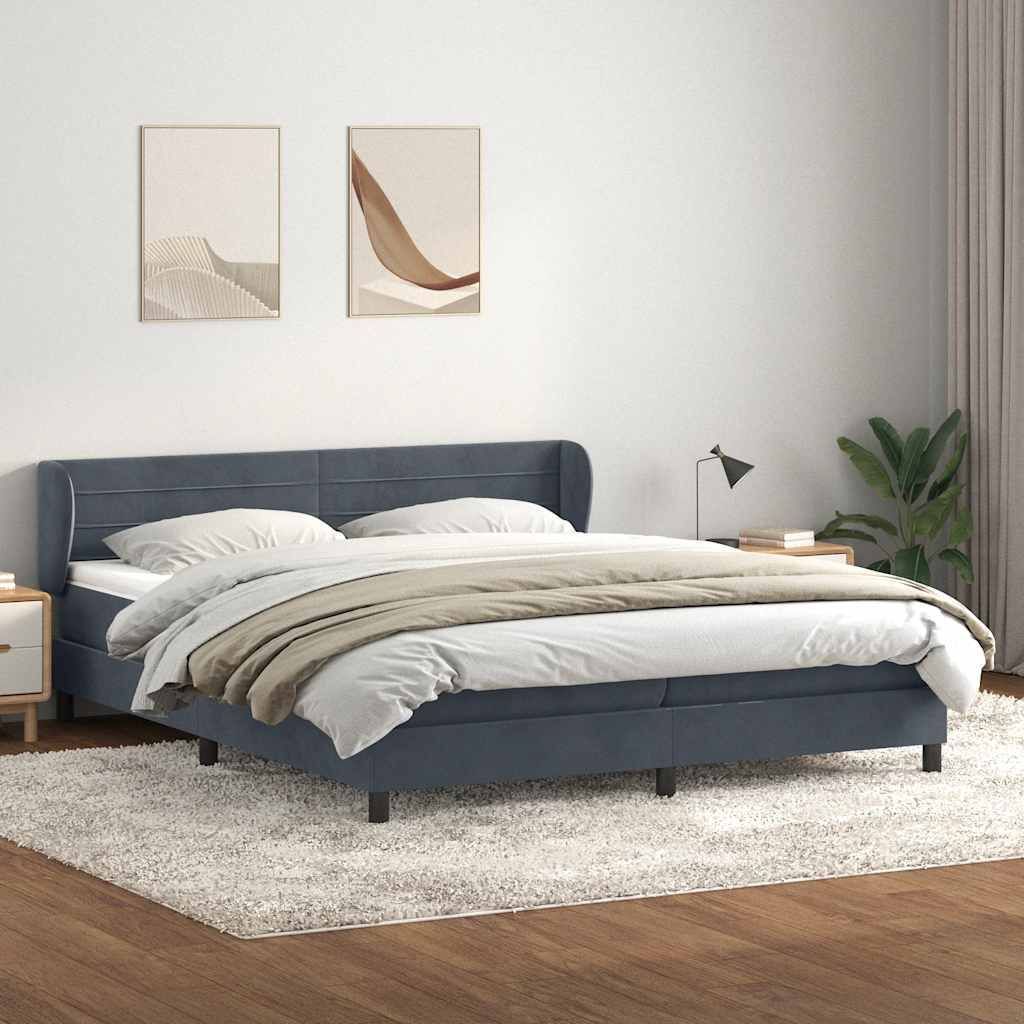 Maison Exclusive - Boxspringbett mit Matratzen Dunkelgrau 180x210 cm Samt
