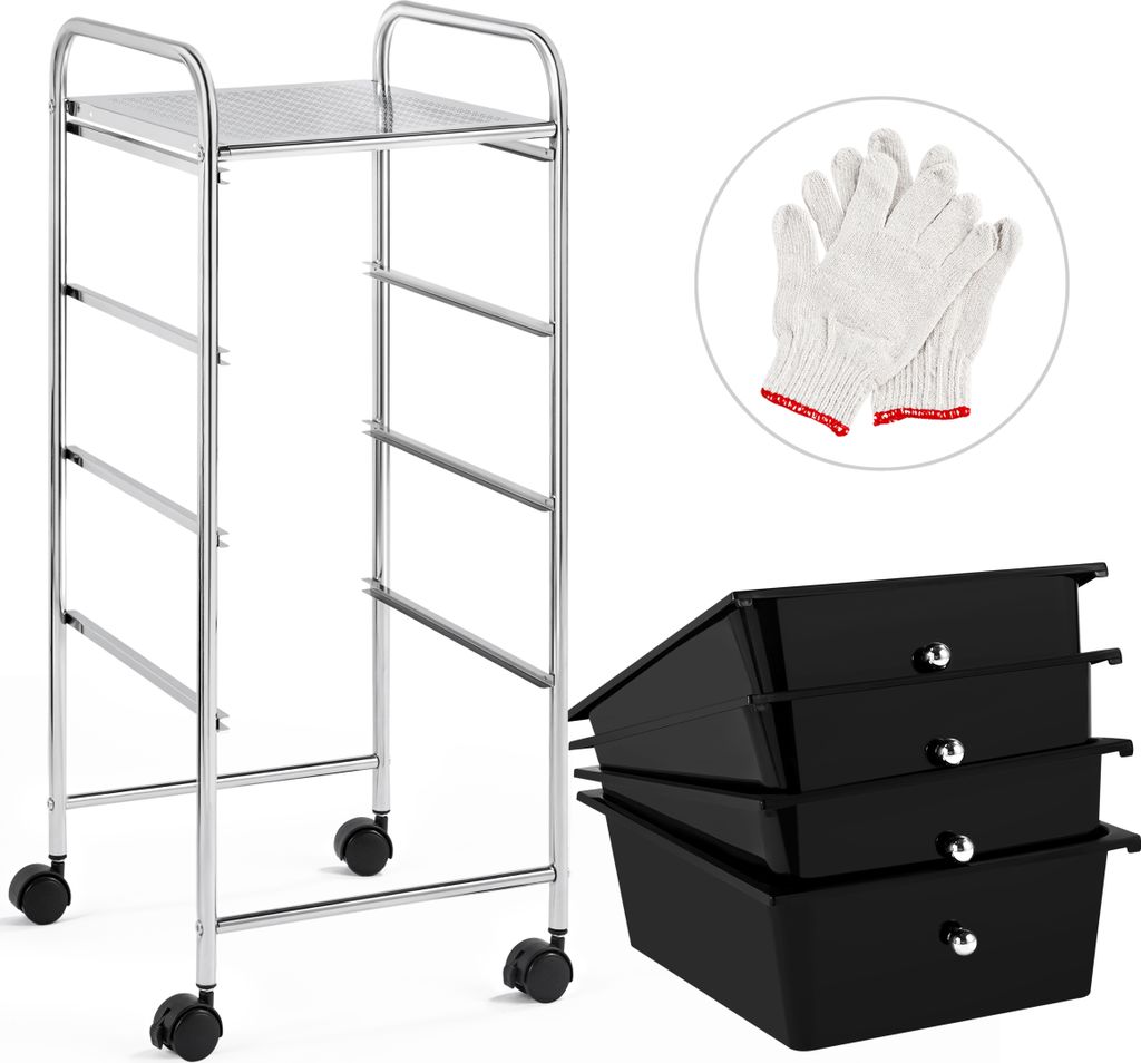 IDIMEX Rollcontainer GINA, Chrom/schwarz - Rollwagen mit 5 Schubladen IDIMEX Rollcontainer GINA, Chrom/schwarz - Rollwagen mit 5 Schubladen